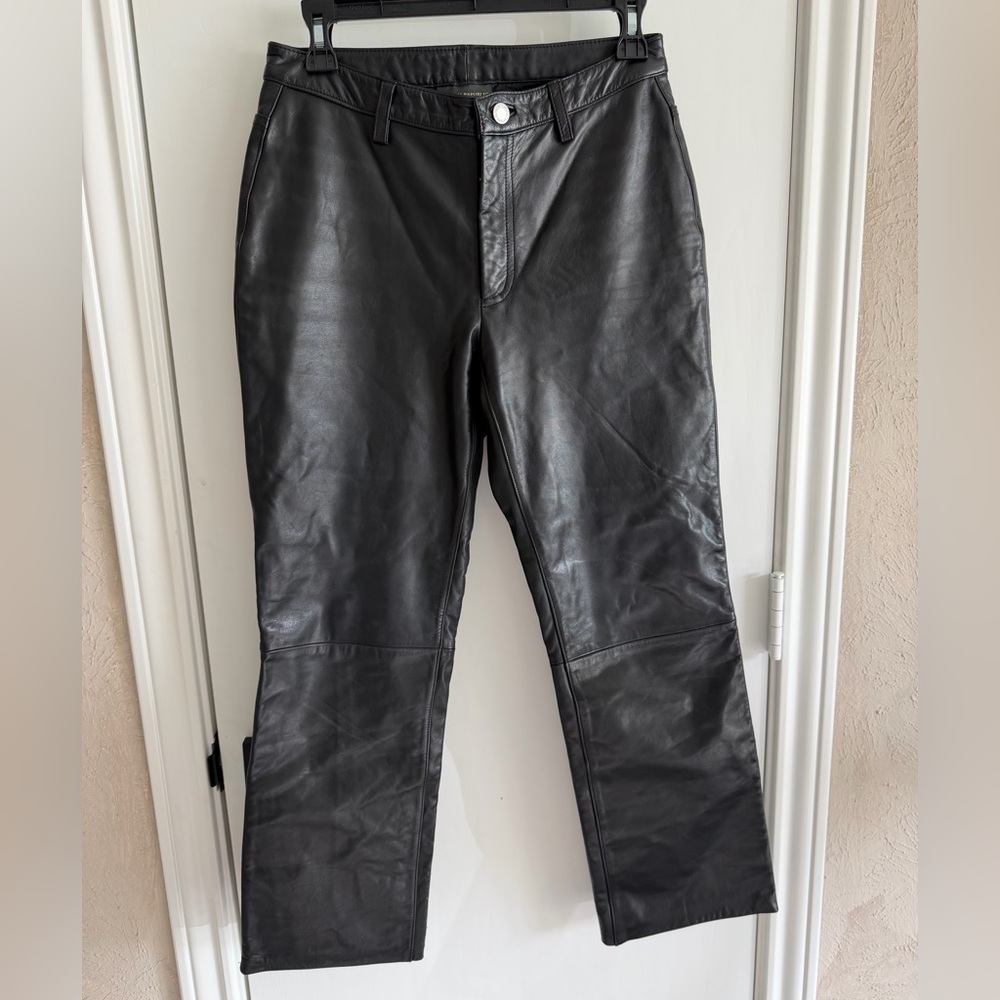 Banana Republic Black Leather Pants sz 2 Genuine Leather Capsule wardrobe